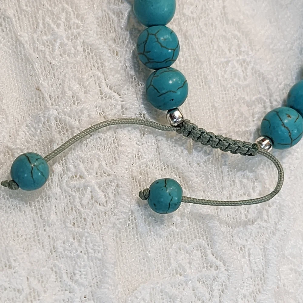 Beautiful Blue Howlite Stone Adjustable Bracelet